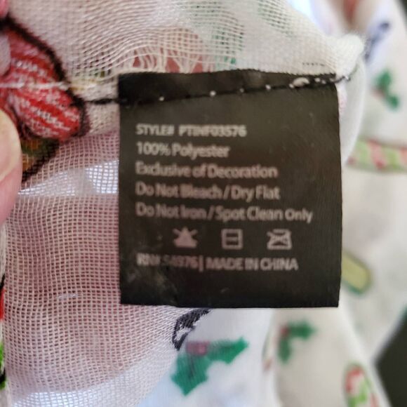 Candy Cane Infinity Scarf Womens White Red Christmas Rectangle Wrap Sheer New - Picture 8 of 8